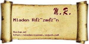 Mladen Rézmán névjegykártya